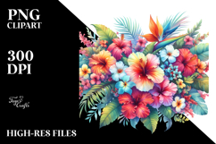 Colorful Hawaiian Flowers PNG Product Image 2
