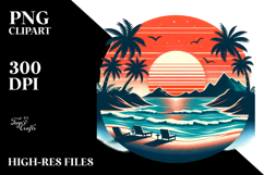 Retro Tropical Island Sunset, 20 oz Tumbler Product Image 2
