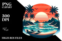 Retro Tropical Island Sunset, 20 oz Tumbler Product Image 2