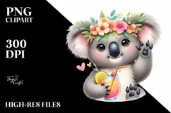 Young Koala with Flower Wreath | Cute Clipart Product Image 3