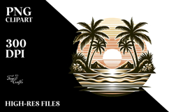 Retro Tropical Beach Sunset Clipart Product Image 2