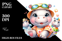 Cute Baby Hippo on Beach, PNG Product Image 2