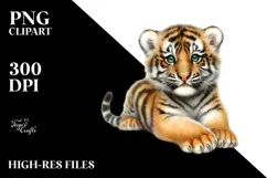 Digital Baby Tiger, Watercolor Art Product Image 2