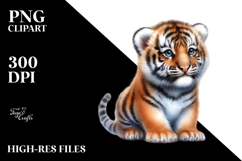 Digital Baby Tiger, Watercolor Design Product Image 2