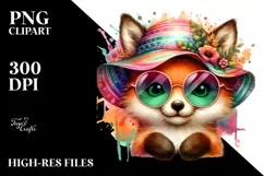 Colorful Layered Fox | Watercolor Cute Clipart Product Image 3