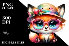 Colorful Layered Fox | Watercolor Cute Clipart Product Image 3