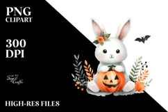 Rabbit Dressed for Halloween on Cloud PNG Product Image 2
