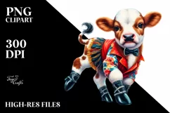Colorful Baby Cow PNG Product Image 3