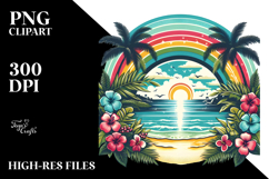 Retro Tropical Beach Rainbow Clipart Product Image 2