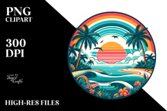 Retro Beach Rainbow Clipart PNG Product Image 2
