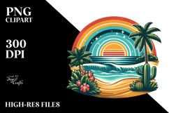Retro Tropical Beach Rainbow, PNG Product Image 2