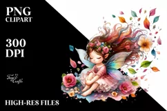 Cute Fairy Tumbling with Petals in the Wind Product Image 1