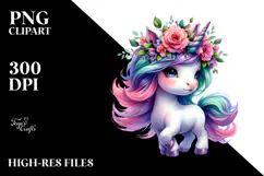 Watercolor Dancing Baby Unicorn PNG Product Image 2