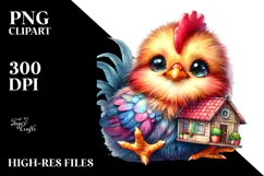 Vibrant Baby Rooster, Watercolor Design Product Image 2