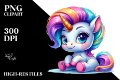 Cute Baby Unicorn with Cool Haircut, Transparent PNG Product Image 2