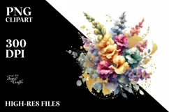 Colorful Bouquet with Snapdragon | Sublimation | Clipart Product Image 1