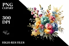 Colorful Bouquet with Snapdragon | Sublimation | Clipart Product Image 1