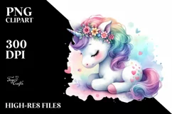 Baby Unicorn Pastel Watercolor Product Image 1