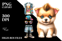 Cute Baby Puppy with Punk Look, PNG Product Image 2