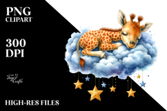 Vibrant Baby Giraffe Sleeping Cloud Stars | Sublimation Product Image 2
