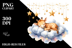 Vibrant Baby Giraffe Sleeping Cloud Stars | Sublimation Product Image 2