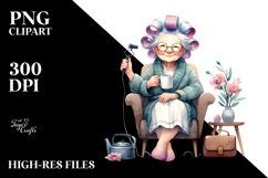 Colorful Lady on Chair | Hair Curlers Mug | Clipart Product Image 2