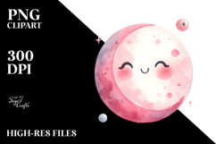 Pinkish Smiling Half Moon PNG Product Image 2