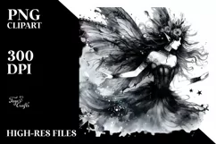 Gothic Fairy Running, Transparent PNG Product Image 1
