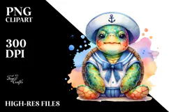 Colorful Baby Turtle Sailor Suit Clipart Product Image 2
