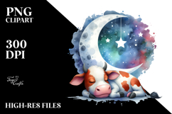 Colorful Cow Sleeping on the Moon Product Image 2