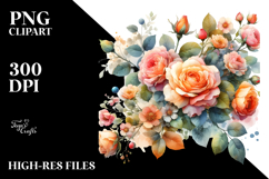 Colorful Small Orange Roses PNG Product Image 2