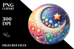 Colorful Whimsical Moon Clipart Product Image 2