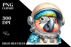 Cute Baby Macaw with Astronaut Helmet, PNG Product Image 2