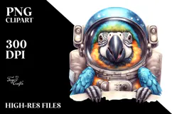 Cute Baby Macaw with Astronaut Helmet, PNG Product Image 2
