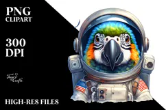 Cute Baby Macaw with Astronaut Helmet, PNG Product Image 2