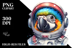 Cute Baby Macaw with Astronaut Helmet, PNG Product Image 2