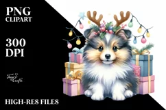 Expressive Watercolor Shetland Sheepdog PNG Product Image 3