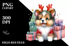 Expressive Watercolor Shetland Sheepdog PNG Product Image 3