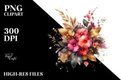 Vibrant Bouquet with Impatiens | Sublimation | Clipart Product Image 1