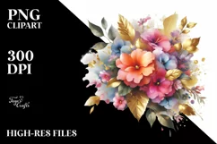 Vibrant Bouquet with Impatiens | Sublimation | Clipart Product Image 1
