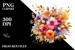 Vibrant Bouquet with Impatiens | Sublimation | Clipart Product Image 1