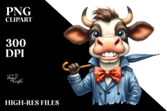Funny Cow with Bow PNG Product Image 2