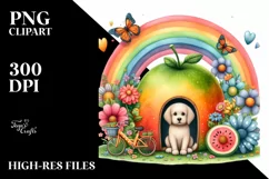 Colorful Floral Rainbow Scene | Sublimation Clipart Product Image 3