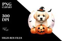 Watercolor Puppy Halloween Design, PNG Product Image 2