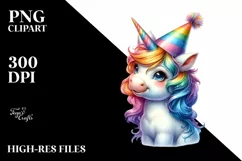 Colorful Baby Unicorn PNG Product Image 1