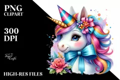 Colorful Baby Unicorn PNG Product Image 1