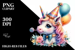 Colorful Baby Unicorn PNG Product Image 1