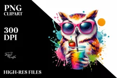 Owl Drinking Colorful Drink | Sublimation | Clipart Product Image 3