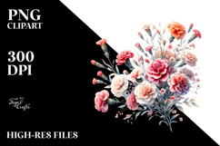 Colorful Small Carnation Flowers PNG Product Image 2