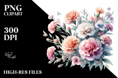 Colorful Small Carnation Flowers PNG Product Image 2